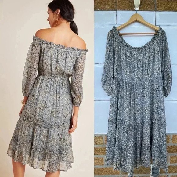 Anthropologie Kira Off-The-Shoulder Peasant Dress 14 - Picture 3 of 17
